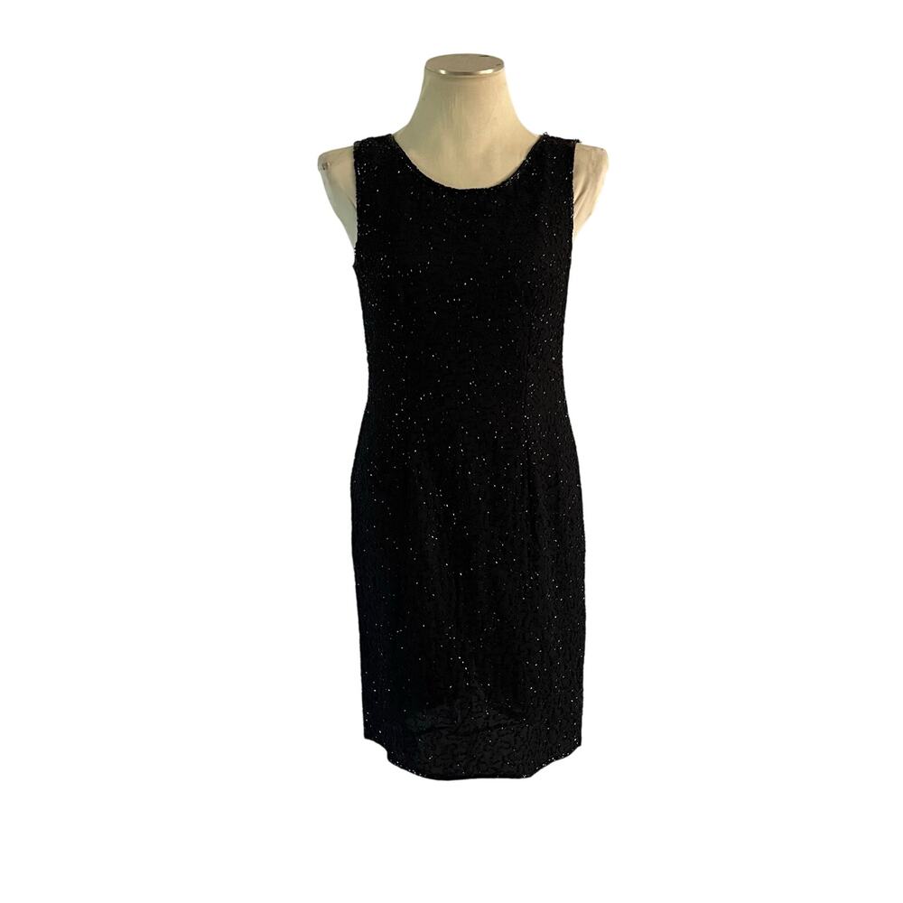 Vtg Y2K 2000s Black Beaded Mini Dress Sz S Whimsygoth Event NYE